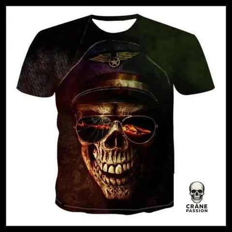 T-shirt Tête de Mort Aviateur - Crâne Passion