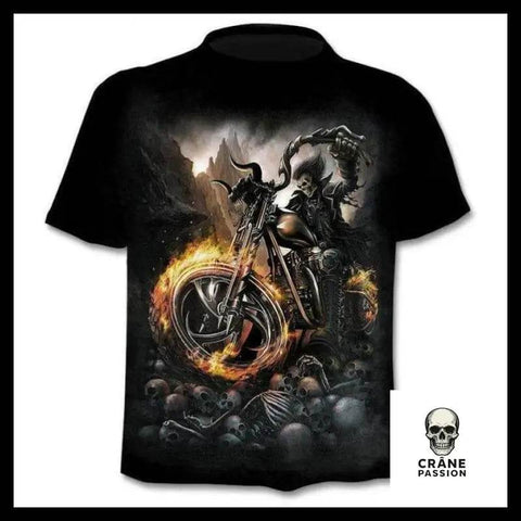 T-shirt Tête de Mort Biker Des Enfers - Crâne Passion