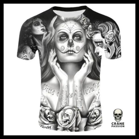 T-shirt Tête de Mort Calavera Femme - Crâne Passion