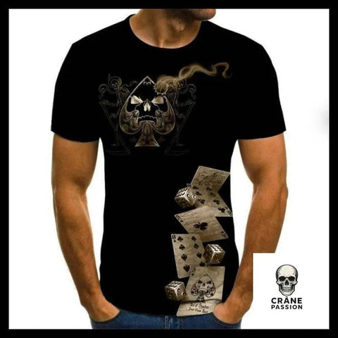 T-shirt Tête de Mort Cartes et Dés - Crâne Passion