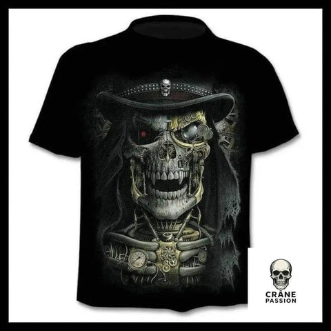 T-shirt Tête de Mort Chapelier Robotique - Crâne Passion