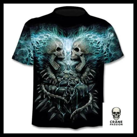 T-shirt Tête de Mort Crânes Enflammés - Crâne Passion