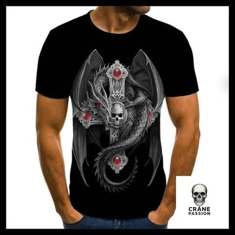 T-shirt Tête de Mort Croix Dragon - Crâne Passion