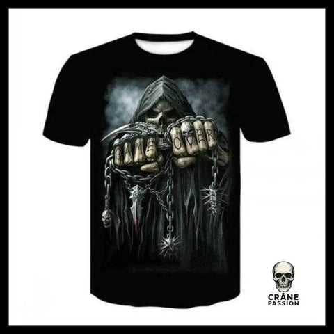 T-shirt Tête de Mort Faucheuse Game Over - Crâne Passion