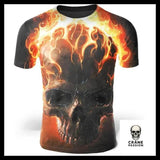 T-Shirt Tête de Mort En Feu - Crâne Passion