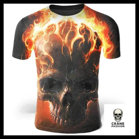T-Shirt Tête de Mort En Feu - Crâne Passion