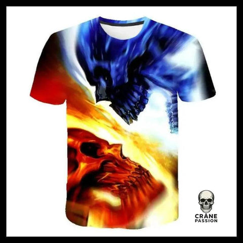 T-shirt Tête de Mort feu et Glace - Crâne Passion