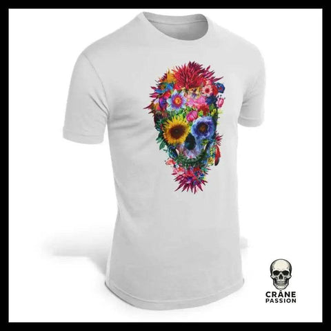 T-Shirt Tête de Mort Fleurie - Crâne Passion