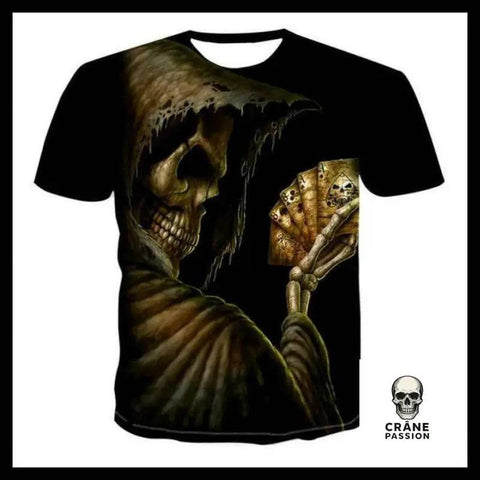 T-shirt Tête de Mort Grande Faucheuse Cartes - Crâne Passion