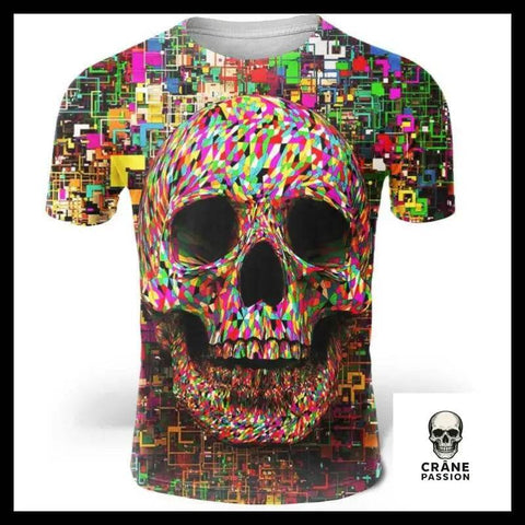 T-Shirt Tête de Mort Multicolore - Crâne Passion