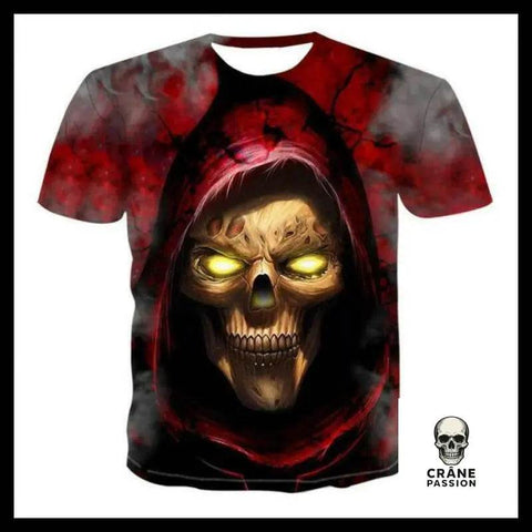 T-shirt Tête de Mort Prêtre Rouge - Crâne Passion