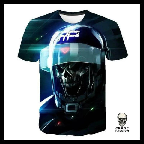 T-shirt Tête de Mort Robot Police - Crâne Passion