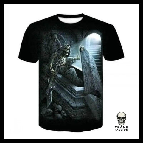 T-shirt Tête de Mort Rockeur Tombeau - Crâne Passion