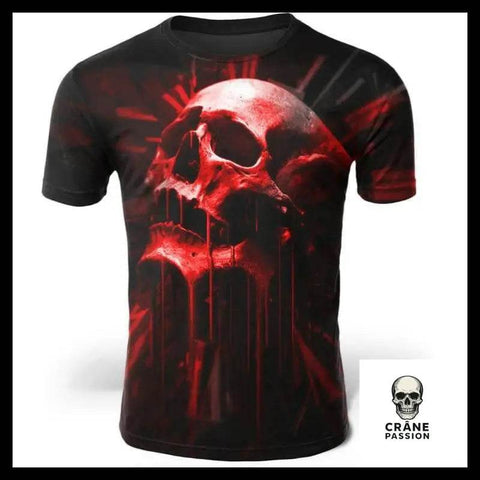 T-Shirt Tête de Mort Rouge - Crâne Passion