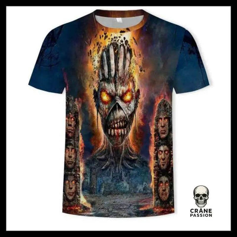 T-shirt Tête de Mort Zombie Temple - Crâne Passion