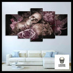 Tableau Crâne Et Fleur - Crâne Passion