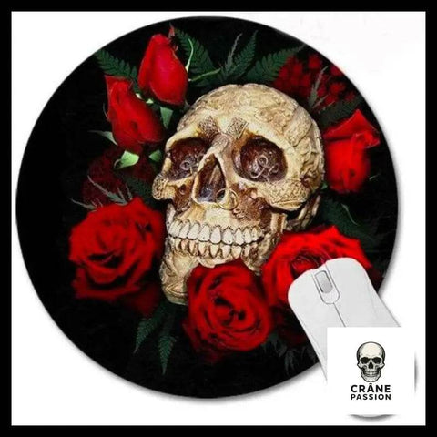 Tapis de Souris Tête de Mort Et Rose - Crâne Passion