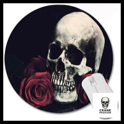 Tapis de Souris Tête de Mort Avec Rose - Crâne Passion