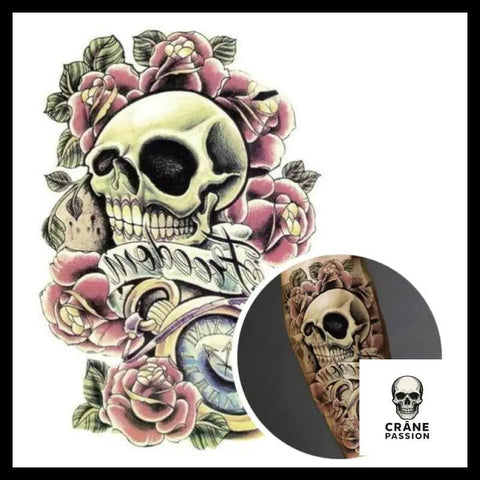 Tatouage Éphémère Fleurs - Crâne Passion