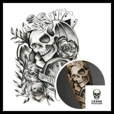 Tatouage Temporaire Poker - Crâne Passion