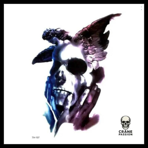 Tatouage Tête de Mort Ange Temporaire - Crâne Passion