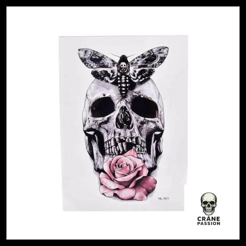 Tatouage Tête de Mort Papillon Temporaire - Crâne Passion