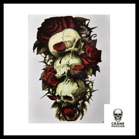 Tatouage Tête de Mort Rose Mortelle Temporaire - Crâne Passion