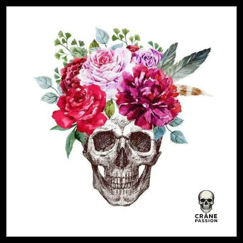Transfert Tête de Mort Fleurie - Crâne Passion