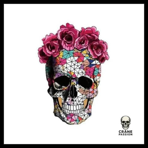 Transfert Tête de Mort Avec Fleurs - Crâne Passion
