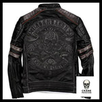 Veste en Cuir Tête de Mort le Baron - Crâne Passion