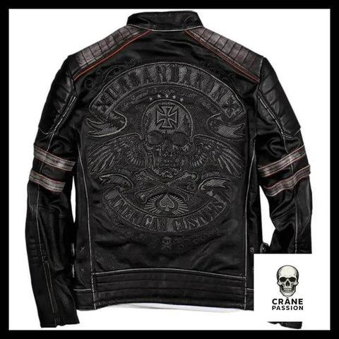 Veste en Cuir Tête de Mort le Baron - Crâne Passion