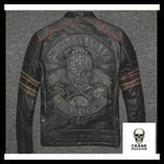 Veste en Cuir Tête de Mort le Baron - Crâne Passion