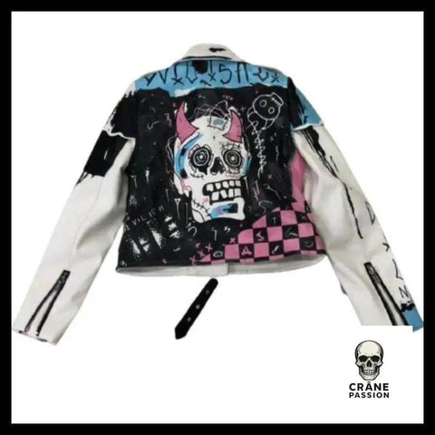 Veste en Cuir Tête de Mort Femme - Crâne Passion
