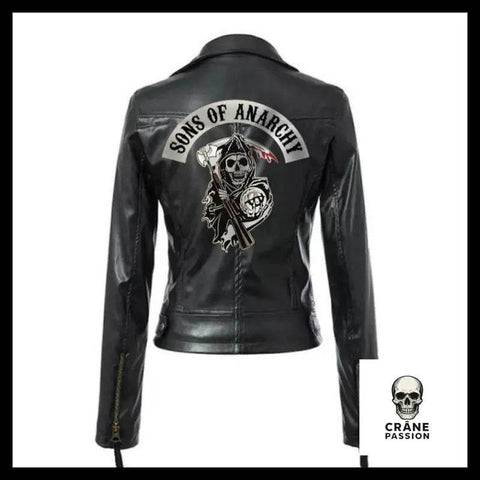 Veste Tête de Mort Biker Femme Noire - Crâne Passion