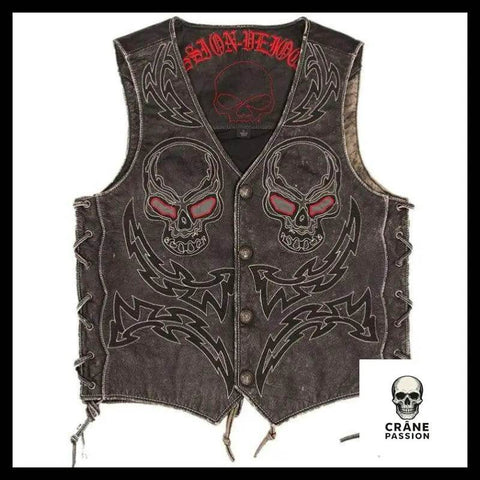 Veste Tête de Mort Biker Vintage - Crâne Passion