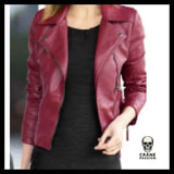 Veste Tête de Mort Femme Biker Rouge - Crâne Passion